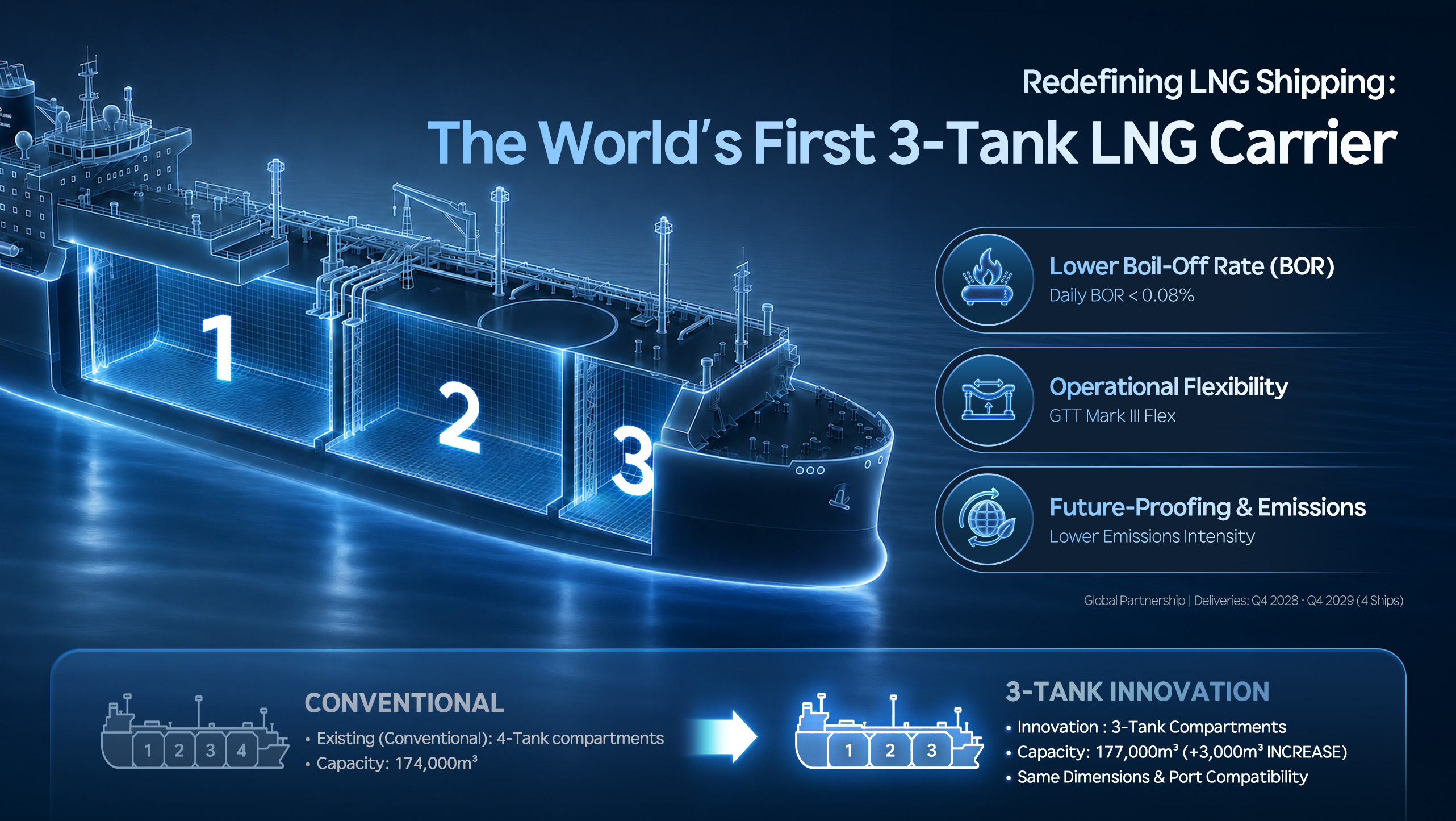 HD Hyundai Commercializes World&rsquo;s First Three-Tank LNG Carrier, Advancing Cargo Containment Technology